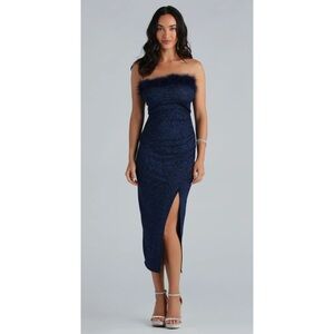 Windsor Glittery Party Dress in Navy Blue